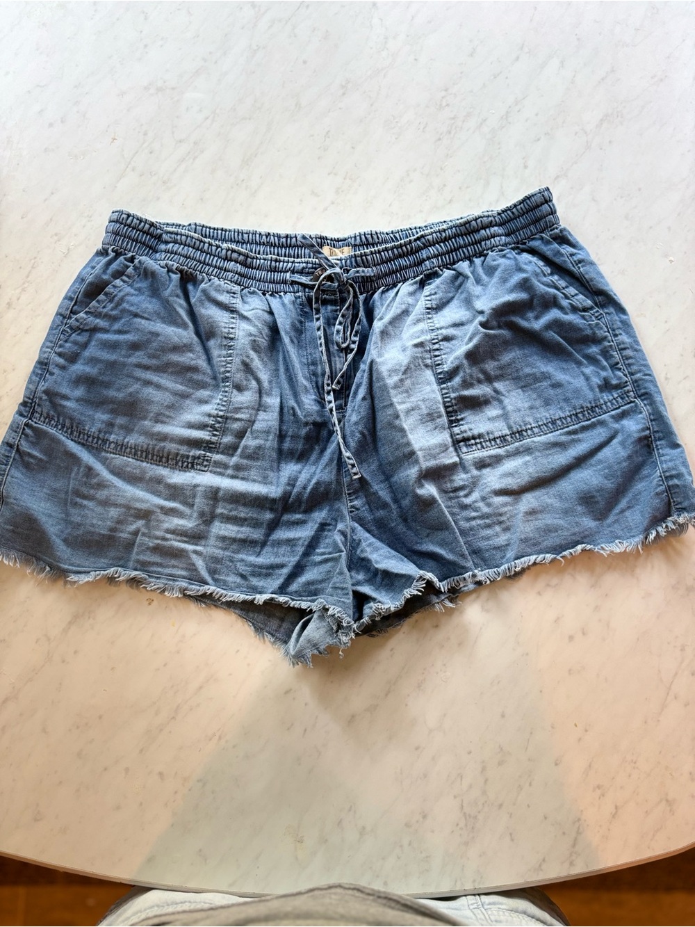 True Craft Light Blue Denim-Style Drawstring Women’s Shorts